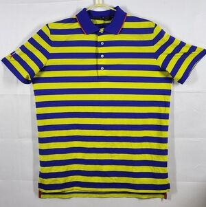 Ralph Lauren RLX Striped Yellow and Blue Polo,short Sleeves, Sz M